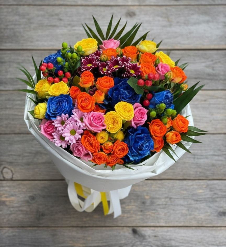 Букет цветов из: Розы и Хризантемы в Поселке имени Дзержинского