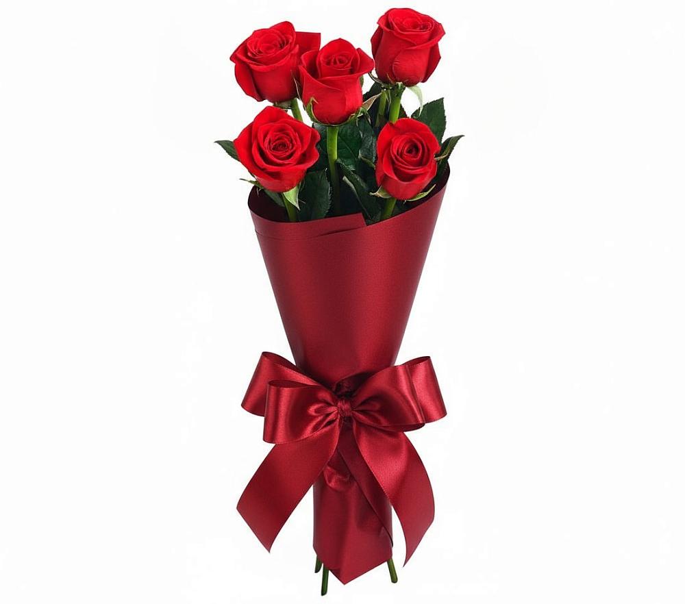 Букет 5 Красных роз Эдлесс Лав в Поселке имени Дзержинского