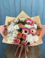 Букет цветов из:  Розы, Герберы и Хризантемы в Поселке имени Дзержинского