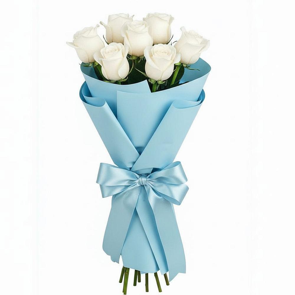 Букет 7 белых роз Проуд в Поселке имени Дзержинского