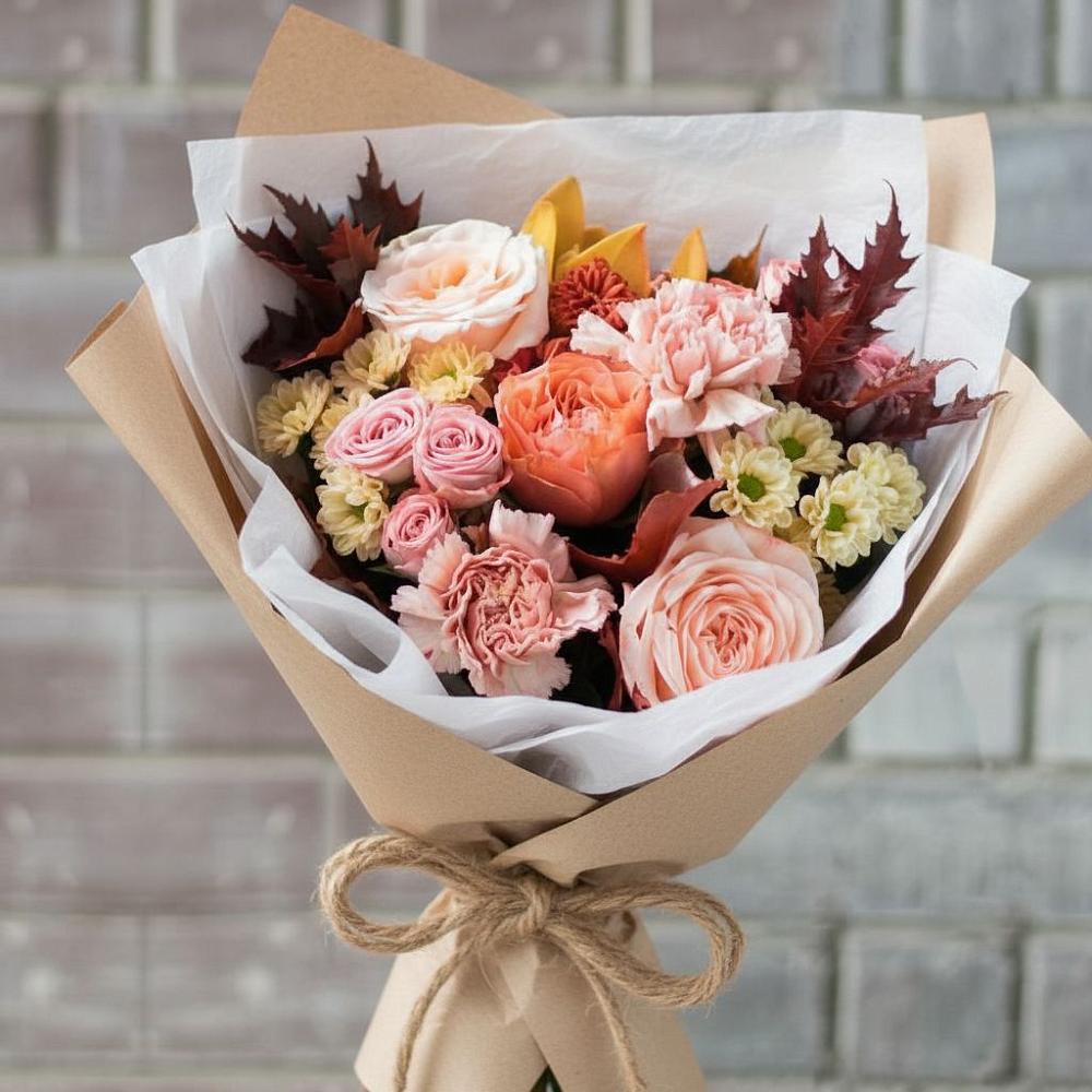 Букет цветов из: Гвоздики, Хризантемы и Розы в Поселке имени Дзержинского