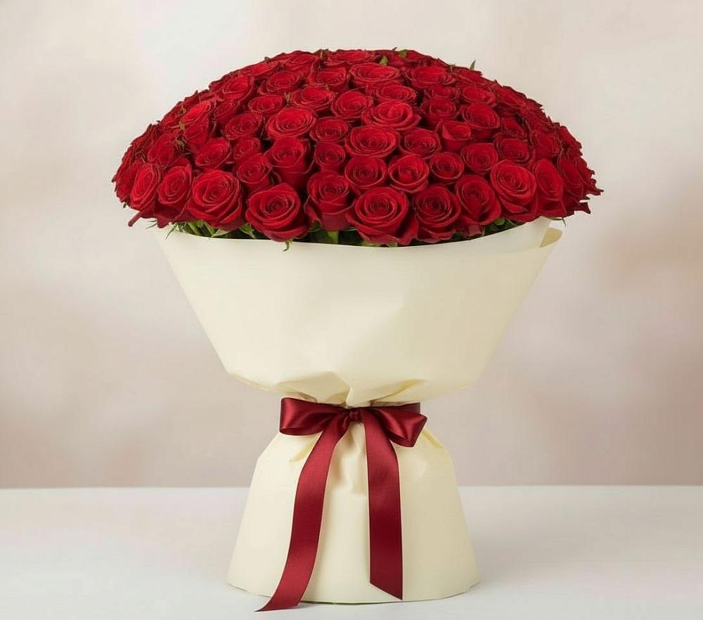 Букет 101 Красная роза Милано в Поселке имени Дзержинского