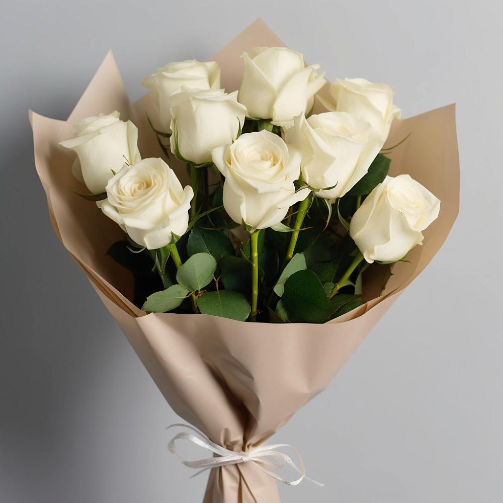 Букет 9 Белых роз Эдлесс Лав в Поселке имени Дзержинского