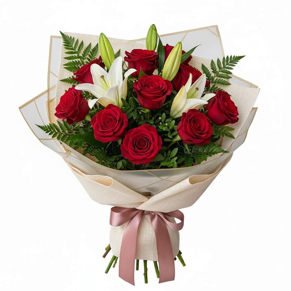 Букет цветов из: Лилии и Розы в Поселке имени Дзержинского