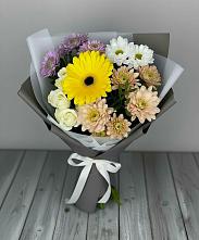 Букет цветов из:  Розы, Герберы и Хризантемы #REPLACE_PRED# Поселке имени Дзержинского