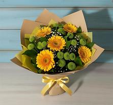 Букет цветов из:  Герберы и Хризантемы #REPLACE_PRED# Поселке имени Дзержинского