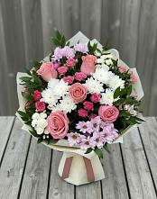 Букет цветов из:  Альстромерии, Гвоздики, Розы и Хризантемы в Поселке имени Дзержинского