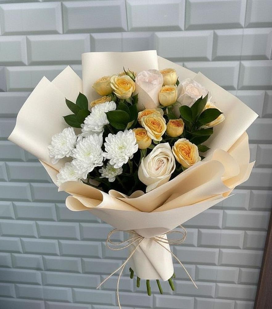 Букет цветов из: Розы и Хризантемы в Поселке имени Дзержинского