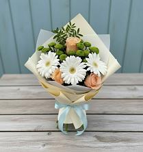 Букет цветов из:  Герберы, Розы и Хризантемы в Поселке имени Дзержинского