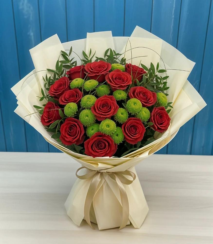 Букет цветов из: Розы и Хризантемы в Поселке имени Дзержинского