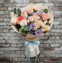 Букет цветов из:  Розы, Лизиантусы и Гвоздики #REPLACE_PRED# Поселке имени Дзержинского